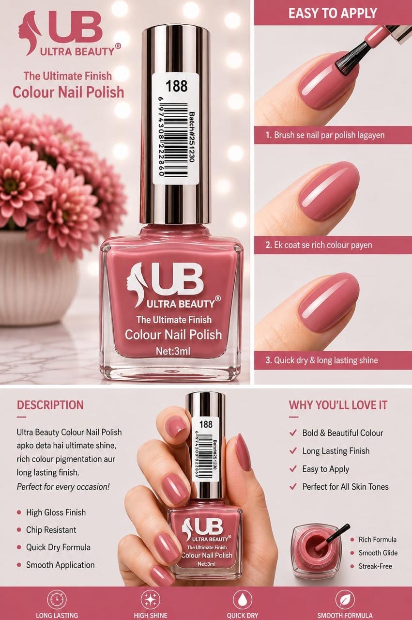 Ultra Beauty nail polish shade 188 — the ultimate finish colour nail polish online in Pakistan