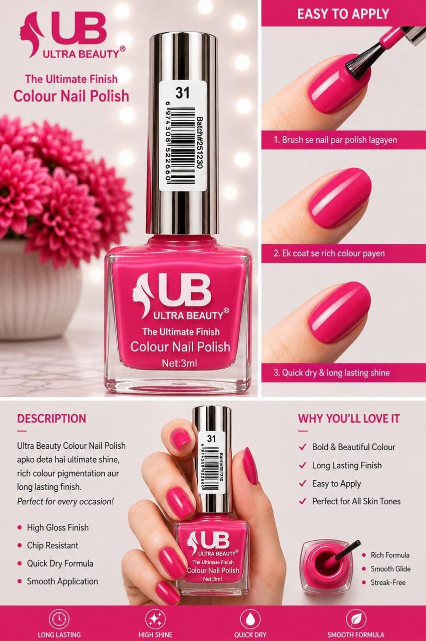 Ultra Beauty nail polish shade 31 — the ultimate finish colour nail polish online in Pakistan