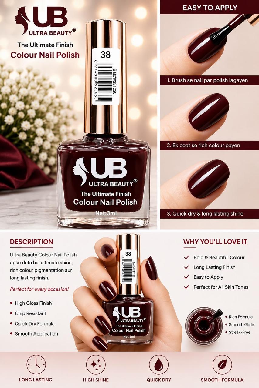 Ultra Beauty nail polish shade 38 — the ultimate finish colour nail polish online in Pakistan