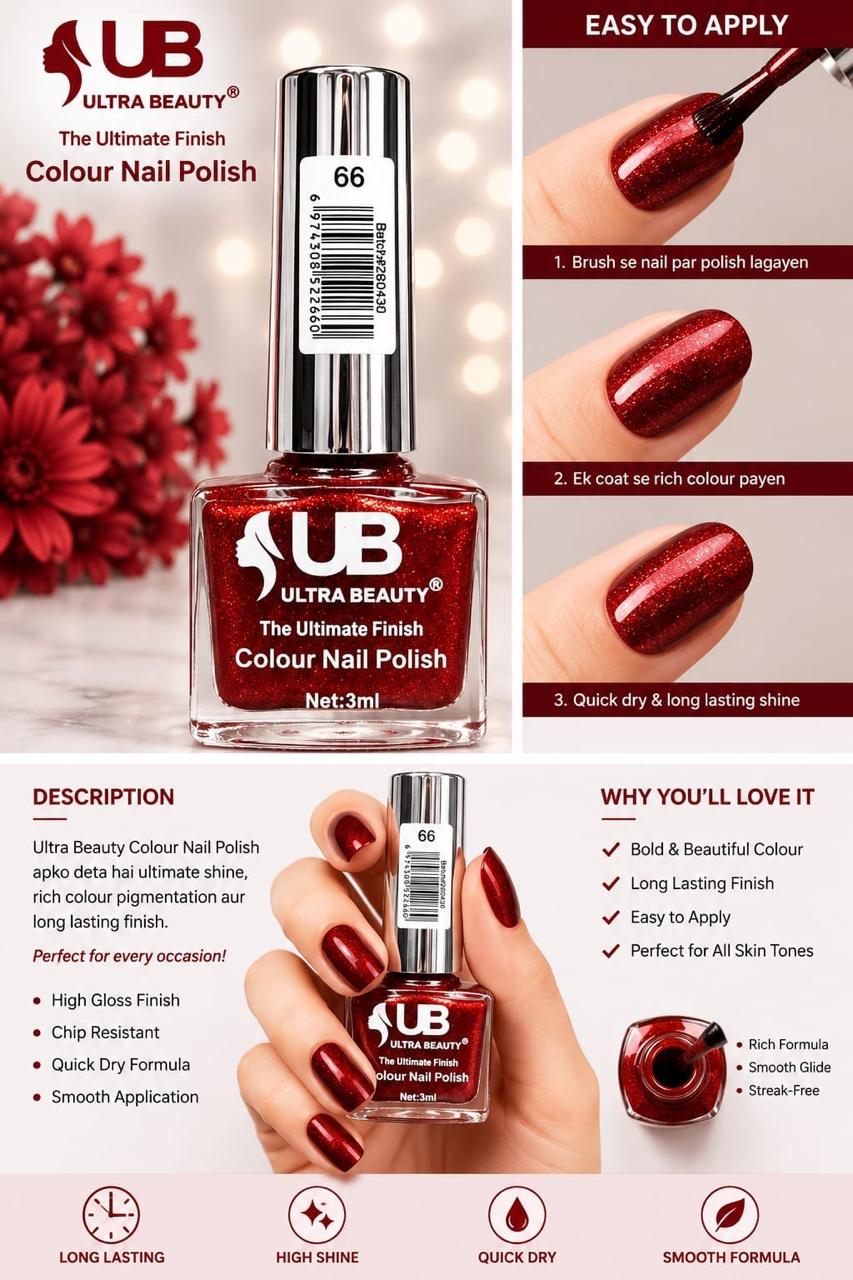 Ultra Beauty nail polish shade 66 — the ultimate finish colour nail polish online in Pakistan