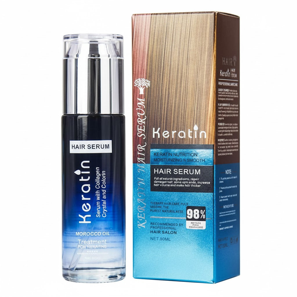 Keratin hair serum bottle with box
