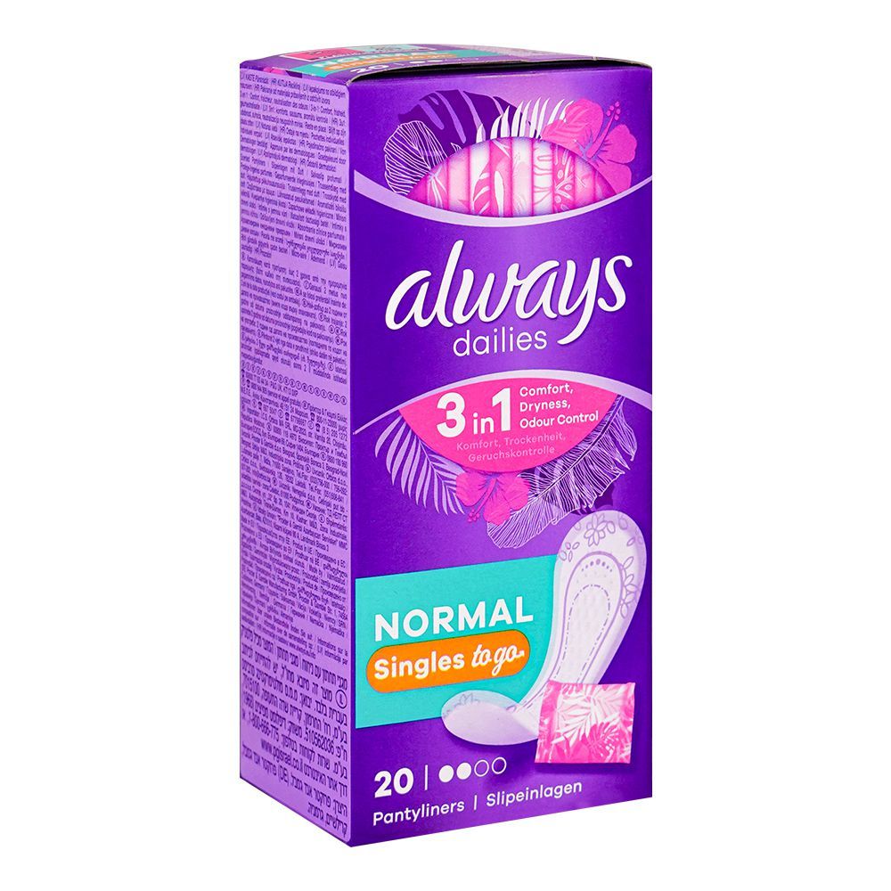 Always Dailies Singles Pantyliners, Normal - 20 Pcs - Buy Online in Pakistan at Cosmia.pk