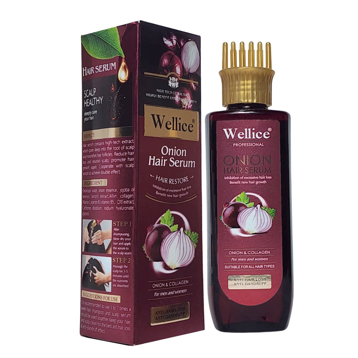 Wellice onion hair serum 200ml with comb head &mdash; buy online in Pakistan at Cosmia.pk (2 of 5)