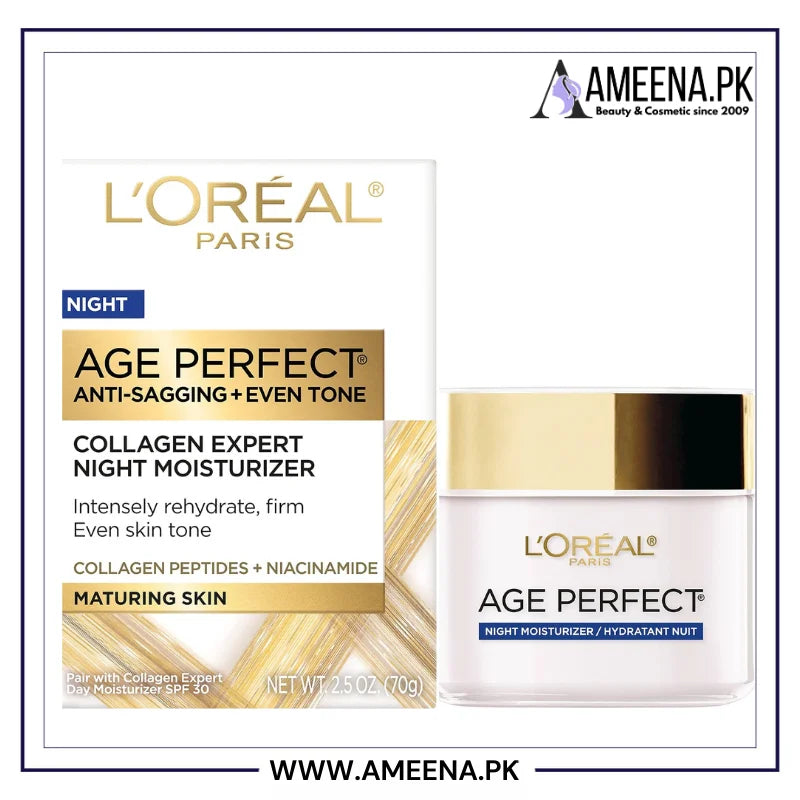 L'Oreal Age Perfect Anti-Sagging Collagen Expert Night Moisturizer 70g - Buy Online in Pakistan at Cosmia.pk