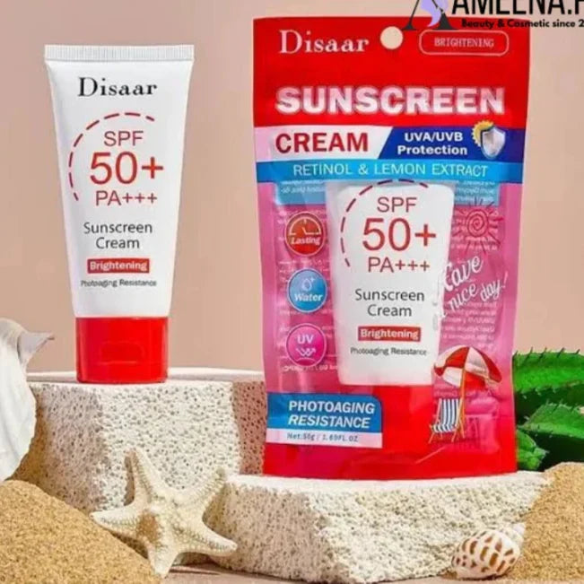 Disaar Retinol And Lemon Extract Sunscreen Cream SPF50+ PA+++ - 50g - Buy Online in Pakistan at Cosmia.pk