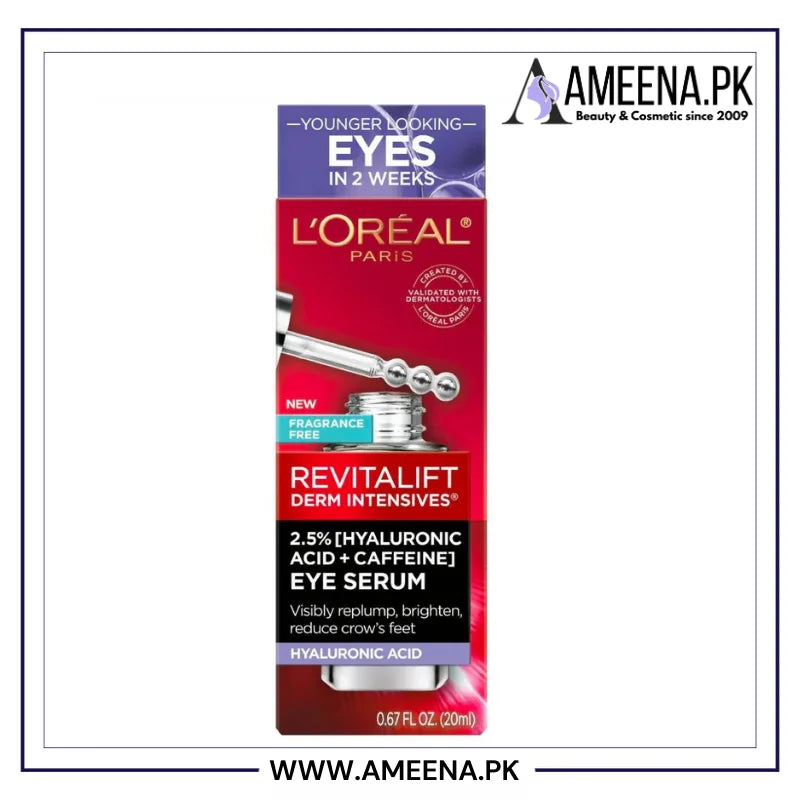 L'Oreal Paris Revitalift Derm Intensives® 2.5% Hyaluronic Acid + Caffeine Eye Serum 20ml - Buy Online in Pakistan at Cosmia.pk